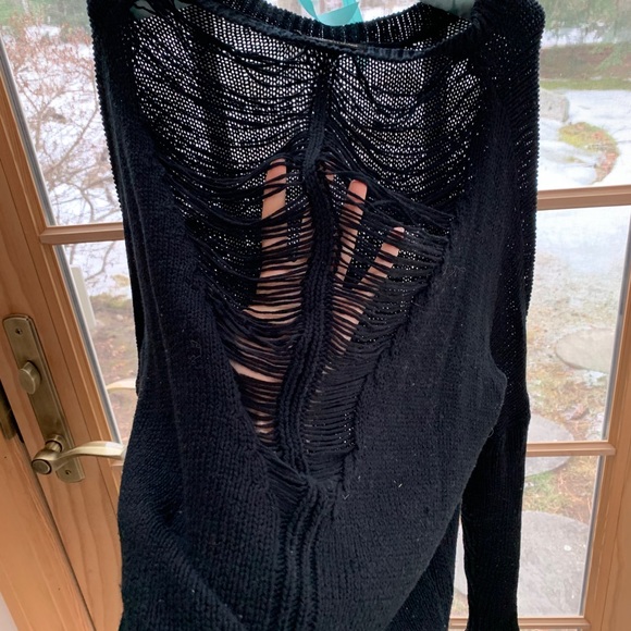 LF Black Oversized Long Detail Back Sweater - Picture 4 of 7